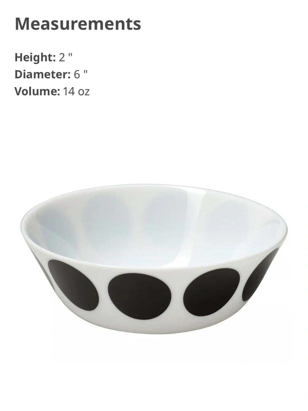 5 IKEA White Ceramic cereal soup food bowls with Black Dot Pattern new